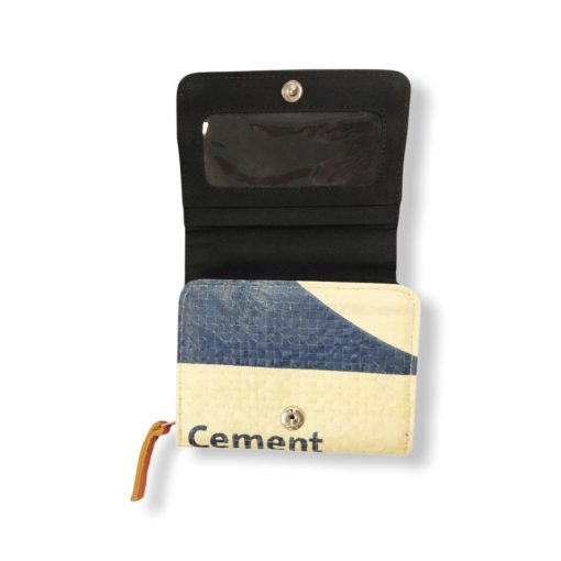 Beadbags Geldbörse aus Kunstleder- Zementsackmix CRL21 blau offen
