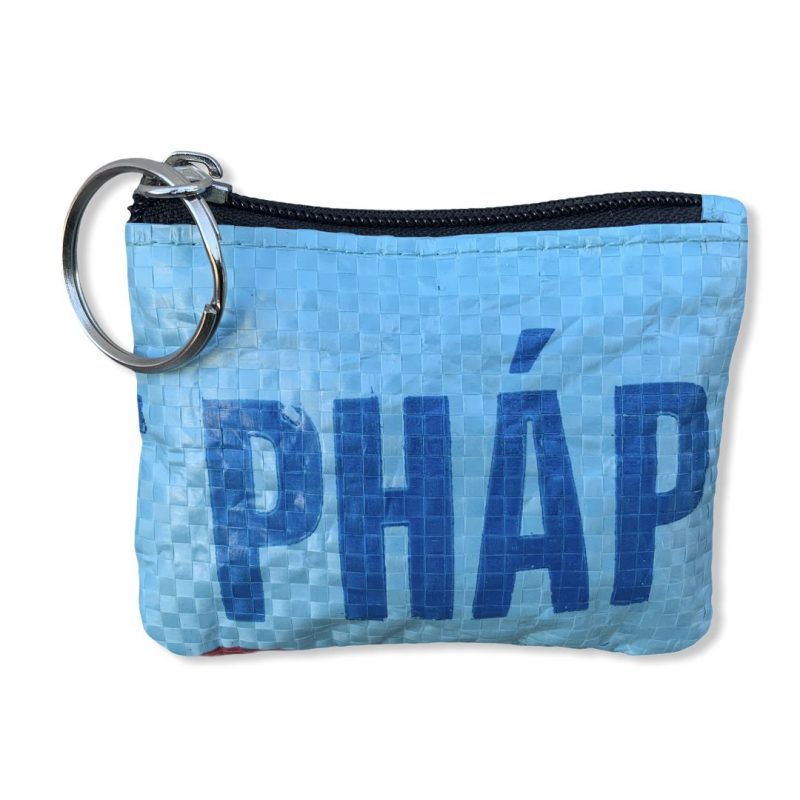 Beadbags Schlüsselanhänger aus recycelten Reissack Ri18 Hellblau vorne