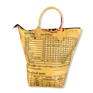 Beadbags Wäschesack / Allzwecktasche aus recycelten Reissack Ri9 in gelb von hinten