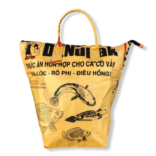 Beadbags Wäschesack / Allzwecktasche aus recycelten Reissack Ri9 in gelb von vorne