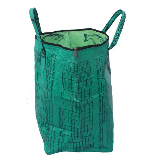 Upycycling Beadbags nachhaltige Tragetasche und Kosmetiktaschen aus recyceltem Reissackmaterial gefertigt in Kambodscha 15bb