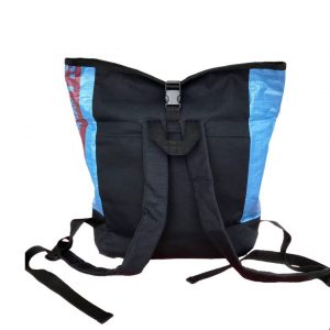 Beadbags Rucksack aus recycelten Reissackmaterial in blau von hinten