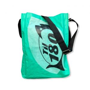 Einkaufstasche mit Schultergurt aus recycelten Reissack in dunkelgrün | Beadbags