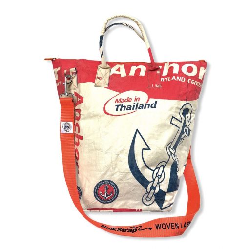 Beadbags Universaltasche _ Wäschesack aus recycelten Zementsack mit Tampenjangurt Rot Anker hinten