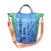 Beadbags Universaltasche _ Wäschesack aus recycelten Reissack mit Tampenjangurt in grün blau vorne