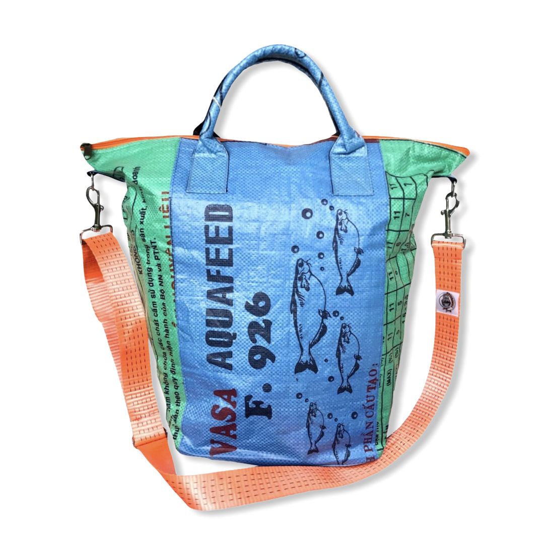 Beadbags Kleine Allzwecktragetasche aus recycelten Reissack mit Tampenjan  TJ6S (Small) - Beadbags Upcycling Shop