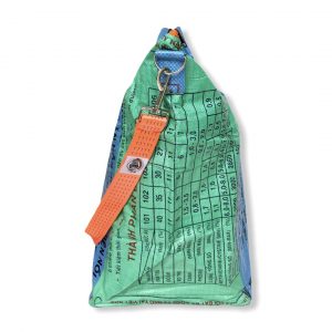 Beadbags Universaltasche _ Wäschesack aus recycelten Reissack mit Tampenjangurt in grün blau seite