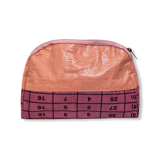Große Kosmetiktasche aus recycelten Reissack in orange rosa | Beadbags