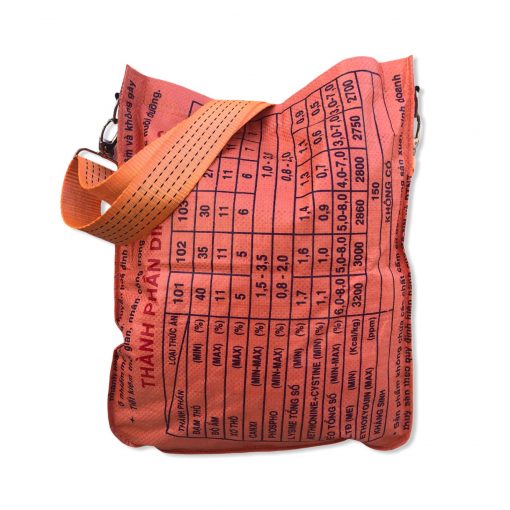 Einkaufstasche aus recycelten Reissack mit Schultergurt aus recycelten Spanngurten in orange mit orange | Beadbags