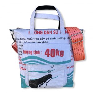 Beadbags Tragetasche aus recycelten Reissack mit Tampenjan Hochseegurt Ri2 vorne weiß