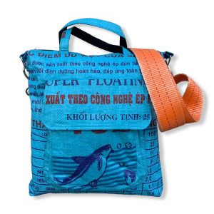 Beadbags Tragetasche aus recycelten Reissack mit Tampenjan Hochseegurt Ri2 vorne mittelblau