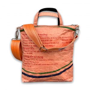 Beadbags Tragetasche aus recycelten Reissack mit Tampenjan Hochseegurt Ri2 hinten orange