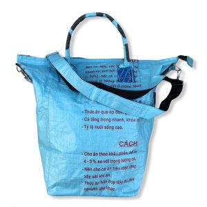 Beadbags Wäschesack aus recycelten Reissack mit Reißverschluss und Tragegurt Ri9.3 Blau von hinten