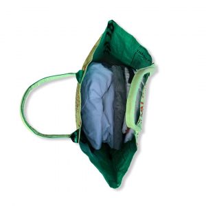 Wäschesack aus recycelten Reissack in hellgrün von oben