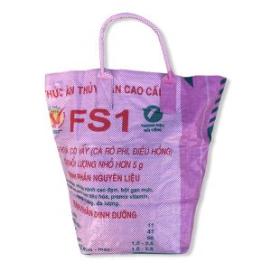 Beadbags Kleine Universaltasche _ Wäschesack aus recycelten Reissack Ri9.2 Rosa kariert hinten