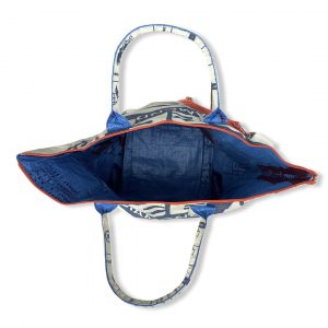 Beadbags Kleine Universaltasche / Wäschesack aus recycelten Reissack mit Tampenjangurt TJ12S Blau oben offen