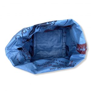 Beadbags Kleine Universaltasche / Wäschesack aus recycelten Reissack mit Tampenjangurt TJ12S Blau oben offen gekrempelt