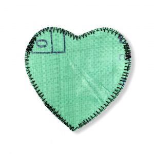 Mini Herz Geldbörse aus recycelten Reissack in mittelgrün | Beadbags