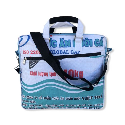 Beadbags Opal - Twin Pocket aus recycelten Reissack Ri84 Weiß/Hellblau hinten