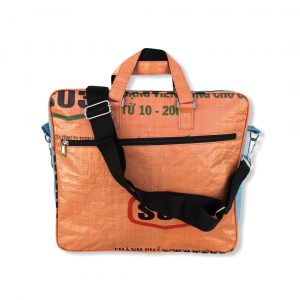Beadbags Opal - Twin Pocket aus recycelten Reissack Ri84 Orange/Hellblau hinten