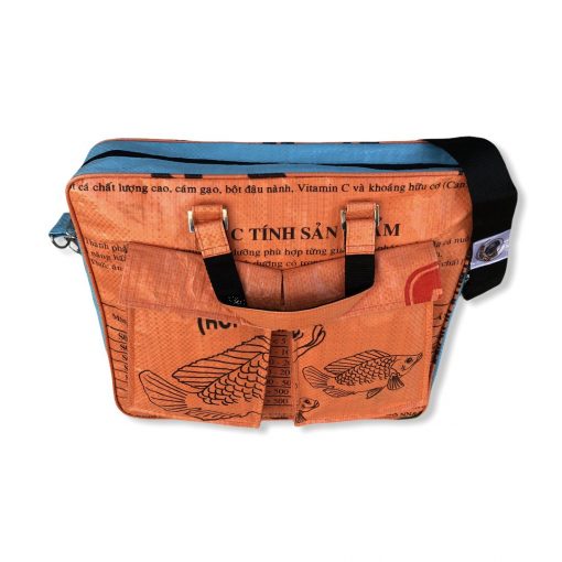 Beadbags Opal - Twin Pocket aus recycelten Reissack Ri84 Orange/Hellblau oben vorne