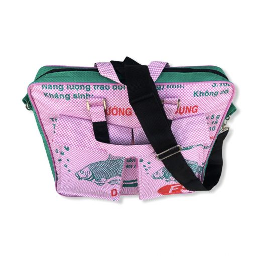 Beadbags Opal - Twin Pocket aus recycelten Reissack Ri84 Rosa/Dunkelgrün