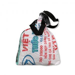 Beadbags Kleine Einkaufstasche aus recycelten Reissack Ri5 Weiß geknopft