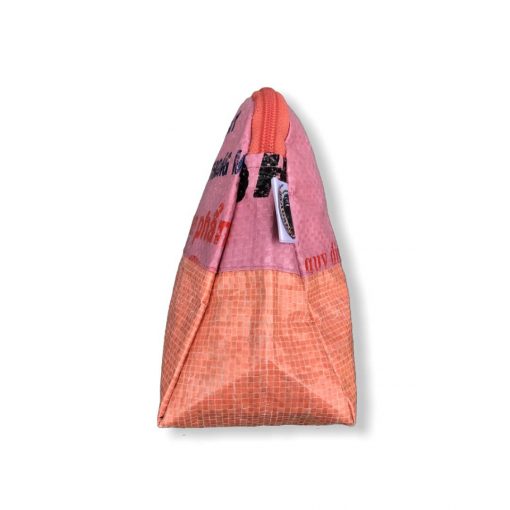 Kosmetiktasche aus recycelten Reissack in rosa orange | Beadbags