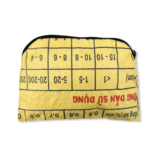 Kleine Kosmetiktasche aus recycelten Reissack in gelb | Beadbags