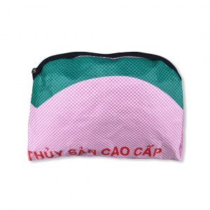 Kleine Kosmetiktasche aus recycelten Reissack in rosa | Beadbags