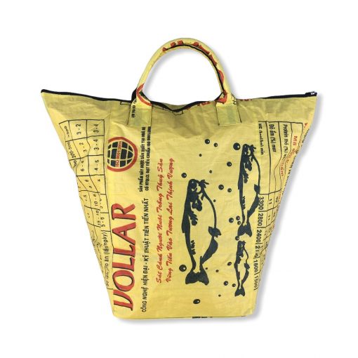 Wäschesack aus recycelten Reissack in gelb | Beadbags