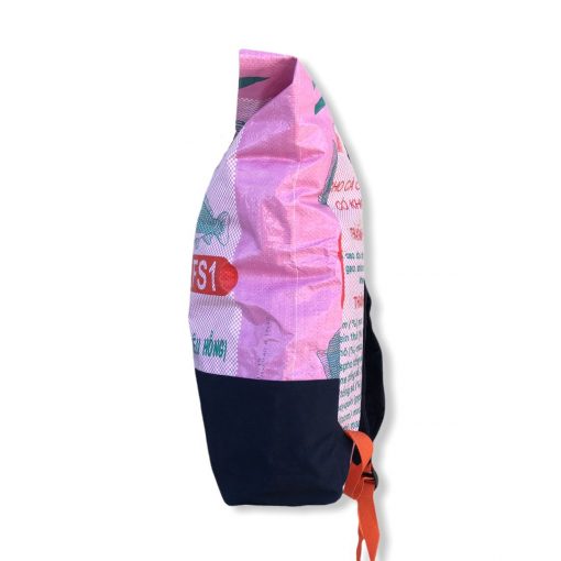Life Backpack Rucksack Fische aus recycelten Reissack in rosa | Beadbags
