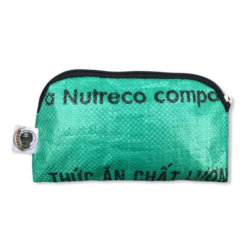Kosmetiktasche aus recycelten Reissack in dunkelgrün | Beadbags
