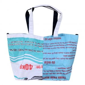 Alternative view of Beadbags Tragetasche aus recycelten Reissack Ri1 weiß/hellblau