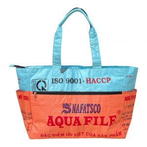 Beadbags Ri82 Shopper Tasche/Strandtasche/Badetasche hellblau/orange rückseite