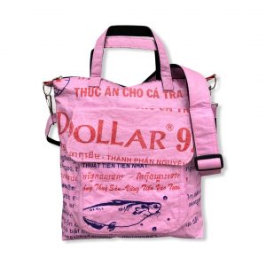Tragetasche mit Schultergurt aus recycelten Reissack in rosa | Beadbags