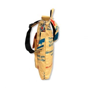 Tragetasche mit Schultergurt aus recycelten Reissack in gelb | Beadbags