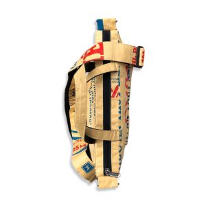 Tragetasche mit Schultergurt aus recycelten Reissack in gelb | Beadbags