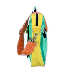 Tragetasche Twin Pockets aus recycelten Reissack mit Hochsee Schultergurt in hellgrün gelb mit orange | Beadbags