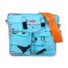 Tragetasche Twin Pockets aus recycelten Reissack mit Hochsee Schultergurt in hellblau orange mit orange | Beadbags