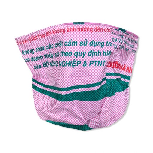 Nachhaltiger Pflanzenbehälter aus recycelten Reissack in rosa kariert | Beadbags