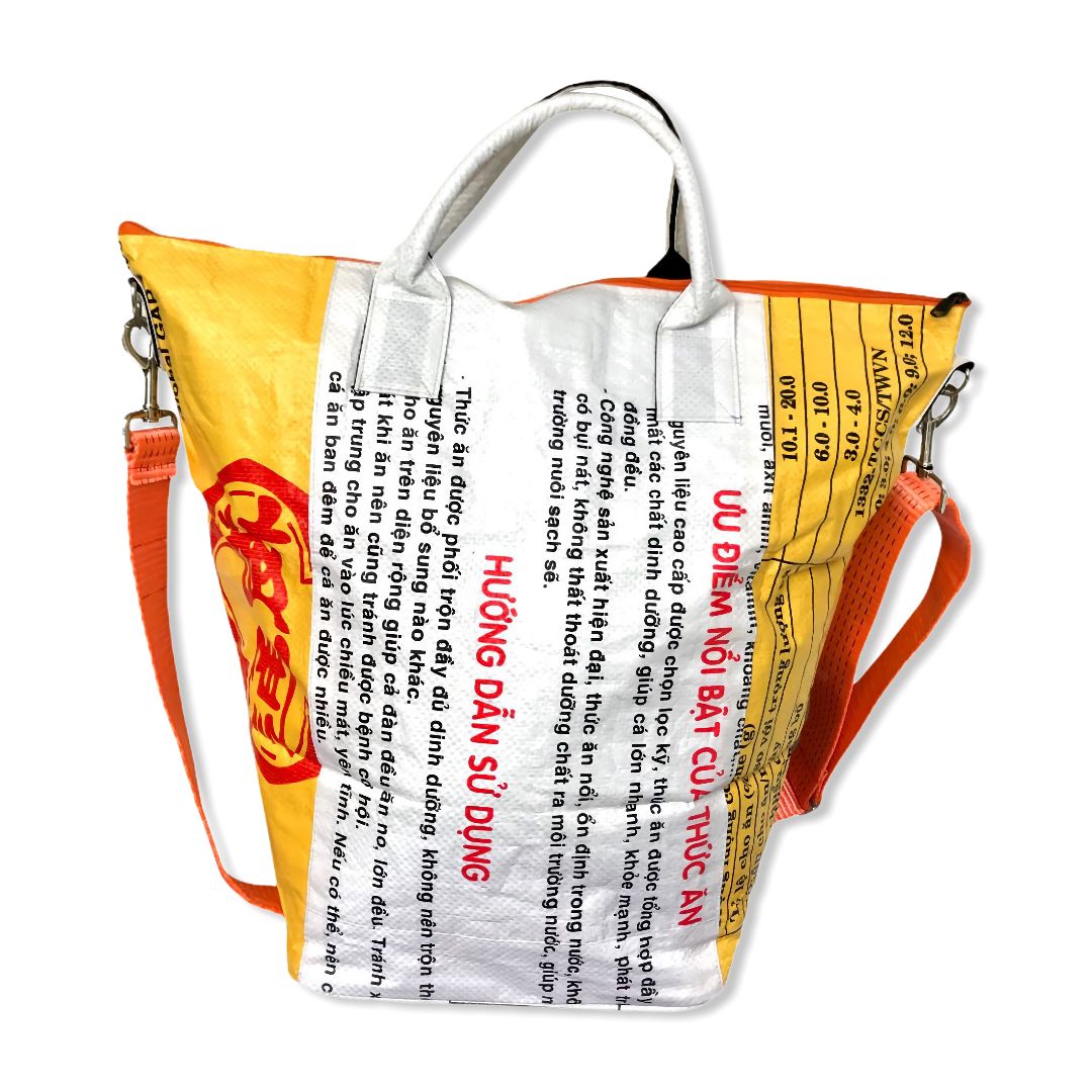 Beadbags Upcycling Rucksack Unikat gelb Nachhaltig aus Recycling-Reissack  vegan kaufen bei