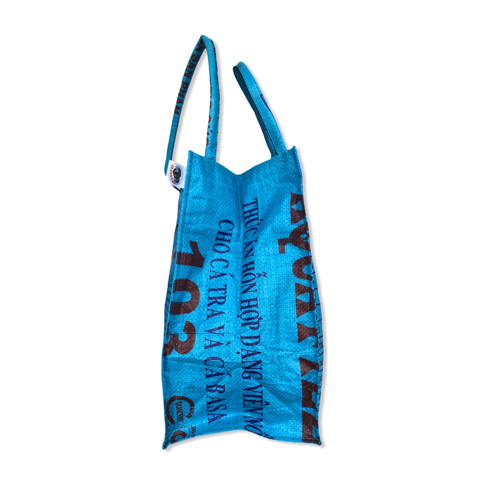 LK Trend & Style Einkaufstasche aus recyceltem Reissack nachhaltig  Upcycling 100 Prozent Fair Trade BEADBAGS wetterfest und strapazierfähig  (BLAU - Fisch) : : Küche, Haushalt & Wohnen