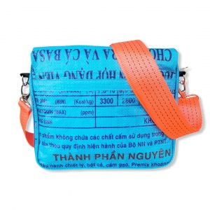 Beadbags Messenger Schultasche Joseph aus recycelten Reissack mit Hochseehafengurt Ri81 Blau mit orange | Beadbags