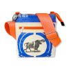 Schultertasche aus recycelten Zementsack mit Hochseehafengurt blau mit orange | Beadbags