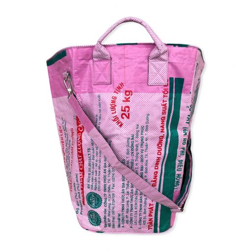 Beadbags Multifunktionaler Wäschesack recycelter Reissack Ri8.1 rosa kariert 1 vorne