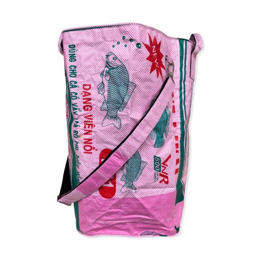 Beadbags Multifunktionaler Wäschesack recycelter Reissack Ri8.1 rosa kariert 2 seitlich