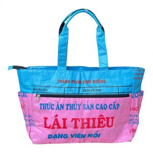 Beadbags Ri82 Shopper Tasche/Strandtasche/Badetasche hellblau/pink Rückseite