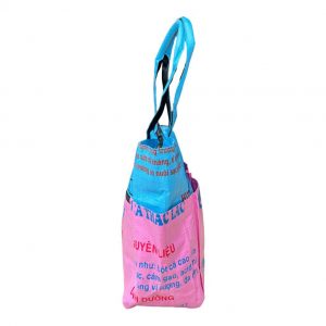Beadbags Ri82 Shopper Tasche/Strandtasche/Badetasche hellblau/pink seitlich