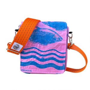 Beadbags Umhängetasche Ri10TJ pink mit blauen Fisch vorderseite